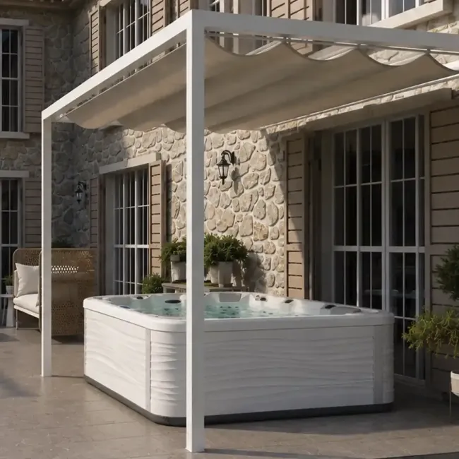Bela pergola Venice s platnom | Pergola za Spa