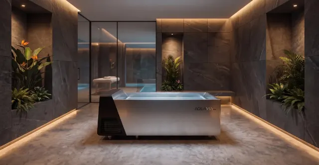 Cold plunge Aquavia en un spa interior