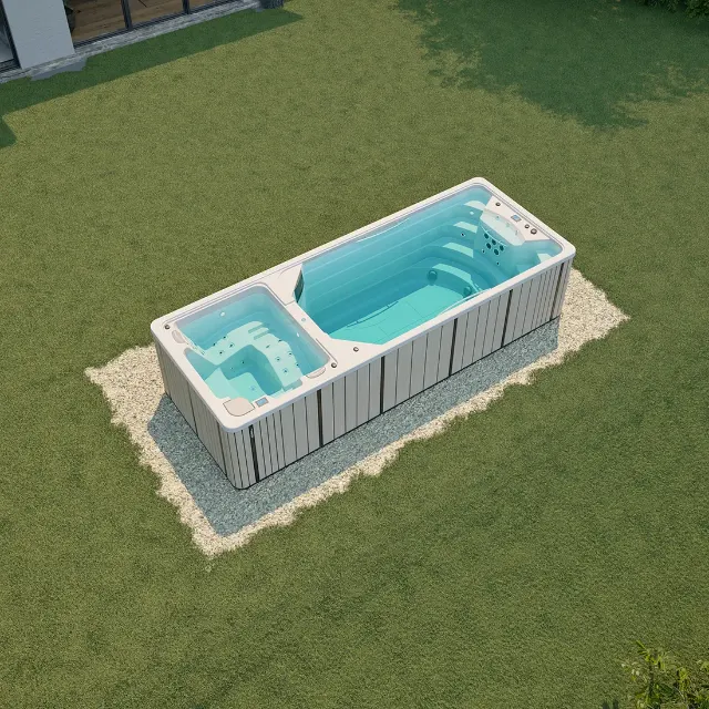 Swimspa Aquavia en un jardín