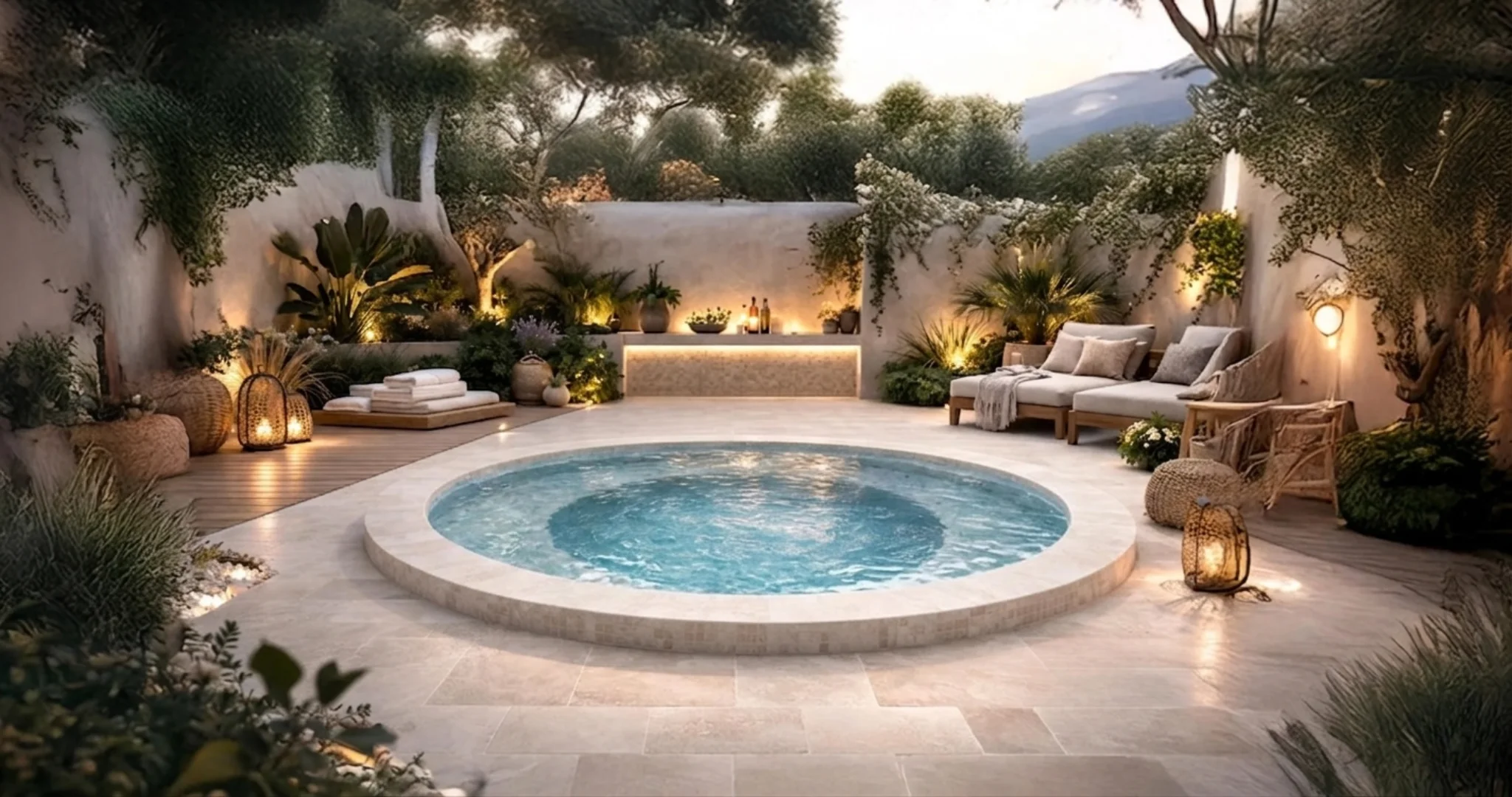 Circular mosaic spa Tiled 190 for 5 people | Elegant hydromassage